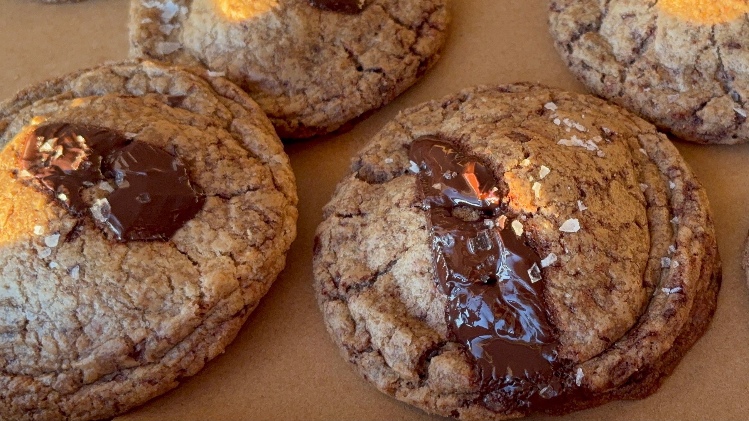 chocolate chip cookies on a baking sheet