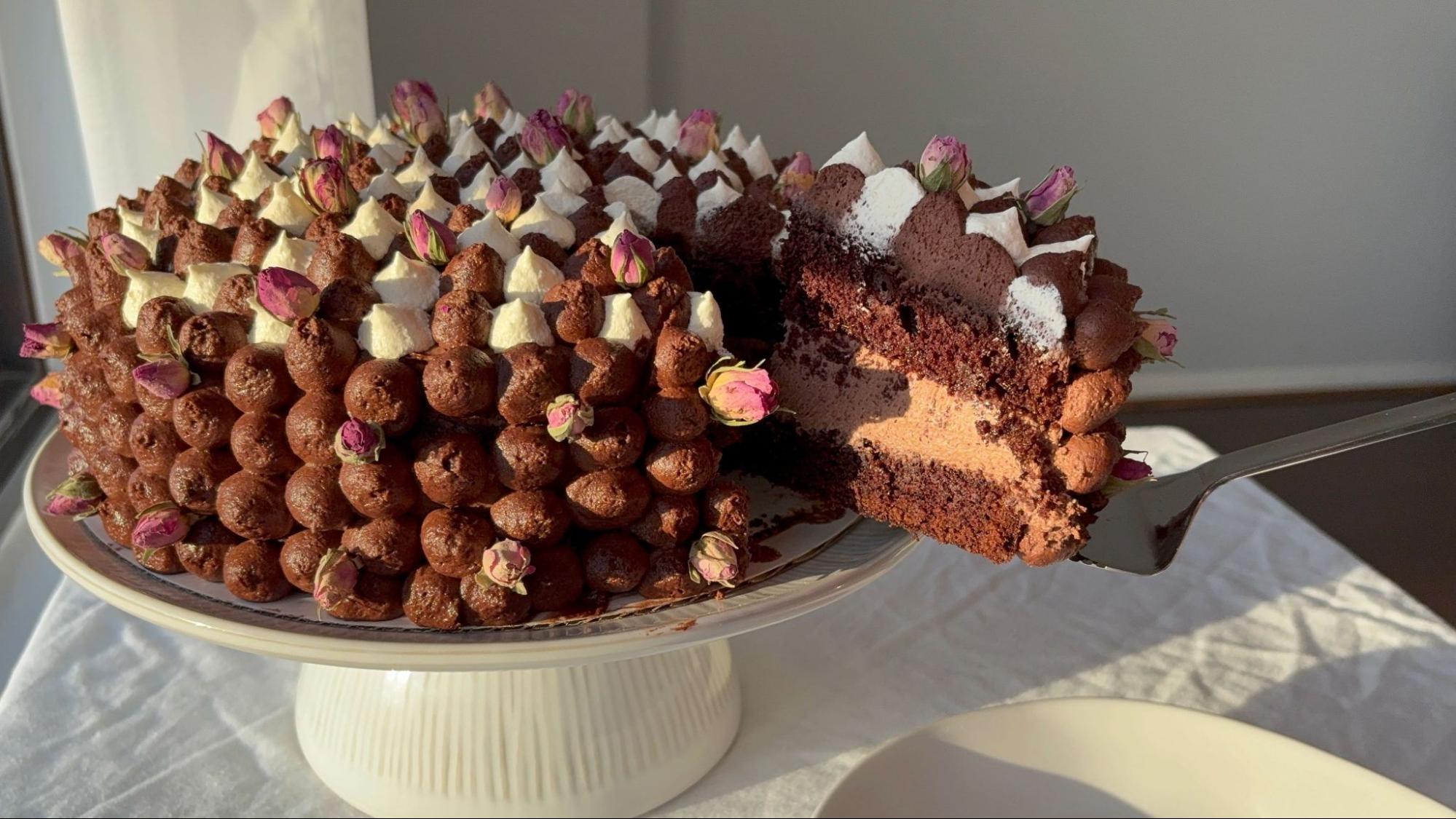 Slice Of Chocolate Cake On Spatula