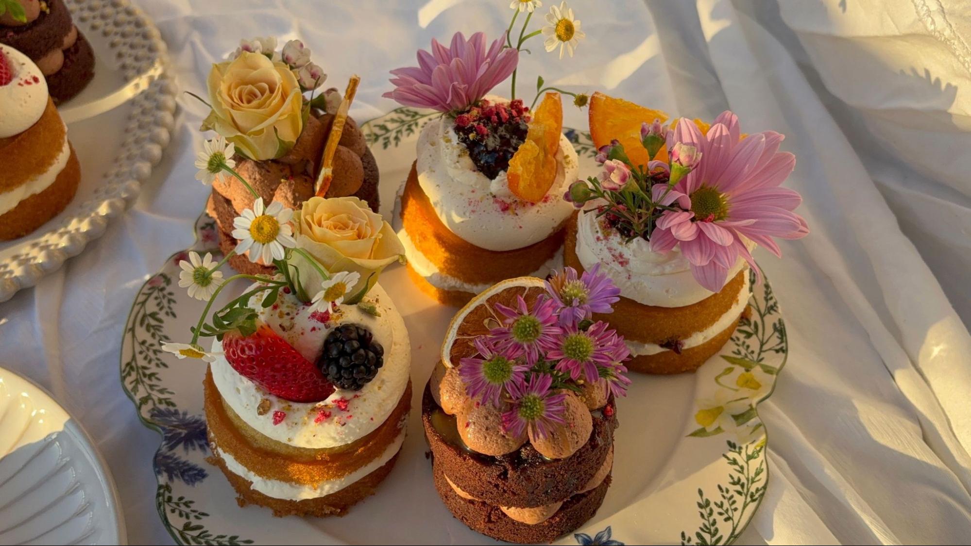 Assortment of Mini Cakes on Plate