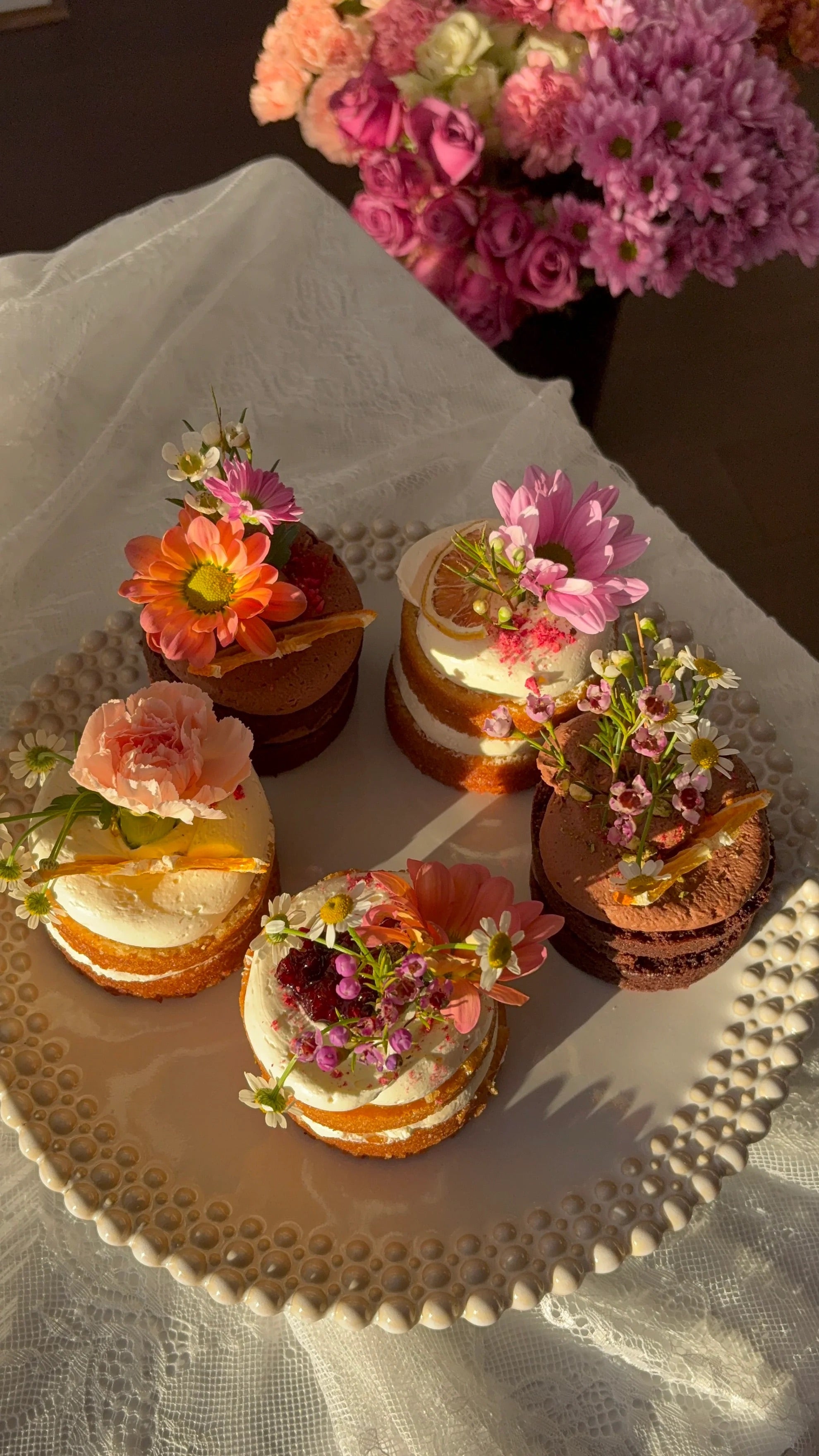Mini berry cakes on a plate