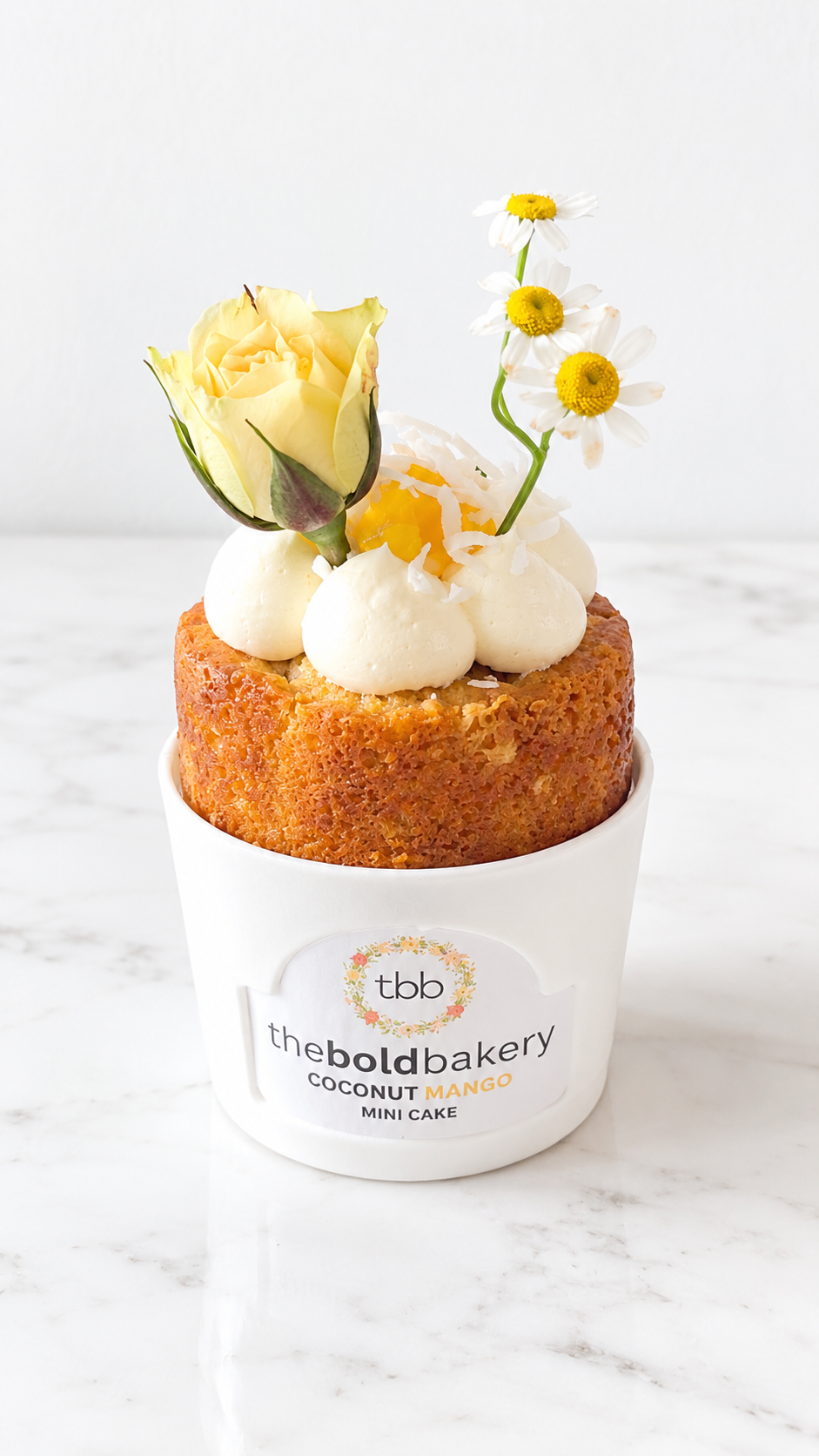 Coconut Mango Mini Cake with Mango Jam and Vanilla Swiss Meringue Buttercream